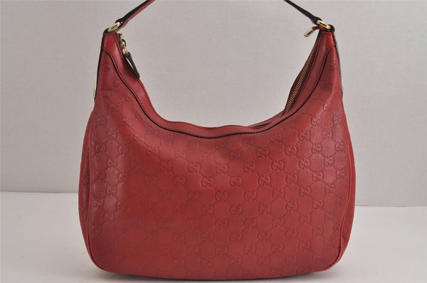 Authentic GUCCI Guccissima Charmy GG Leather Shoulder Bag 231819 Red 4058J