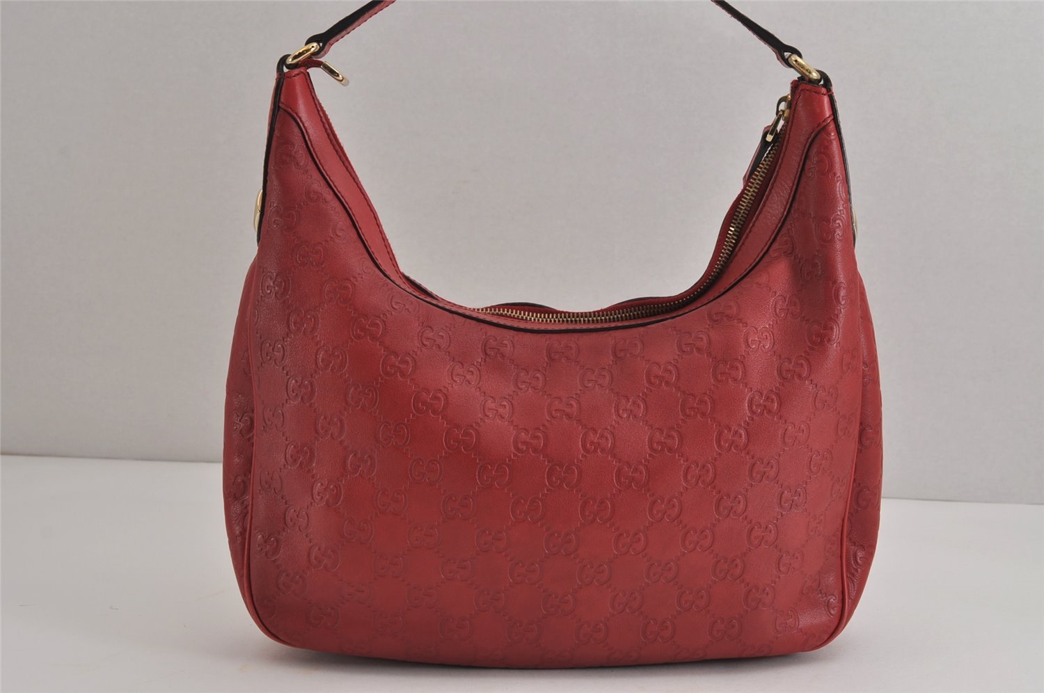 Authentic GUCCI Guccissima Charmy GG Leather Shoulder Bag 231819 Red 4058J