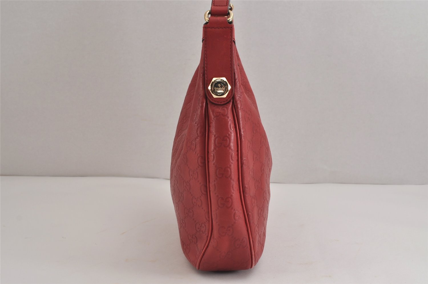 Authentic GUCCI Guccissima Charmy GG Leather Shoulder Bag 231819 Red 4058J