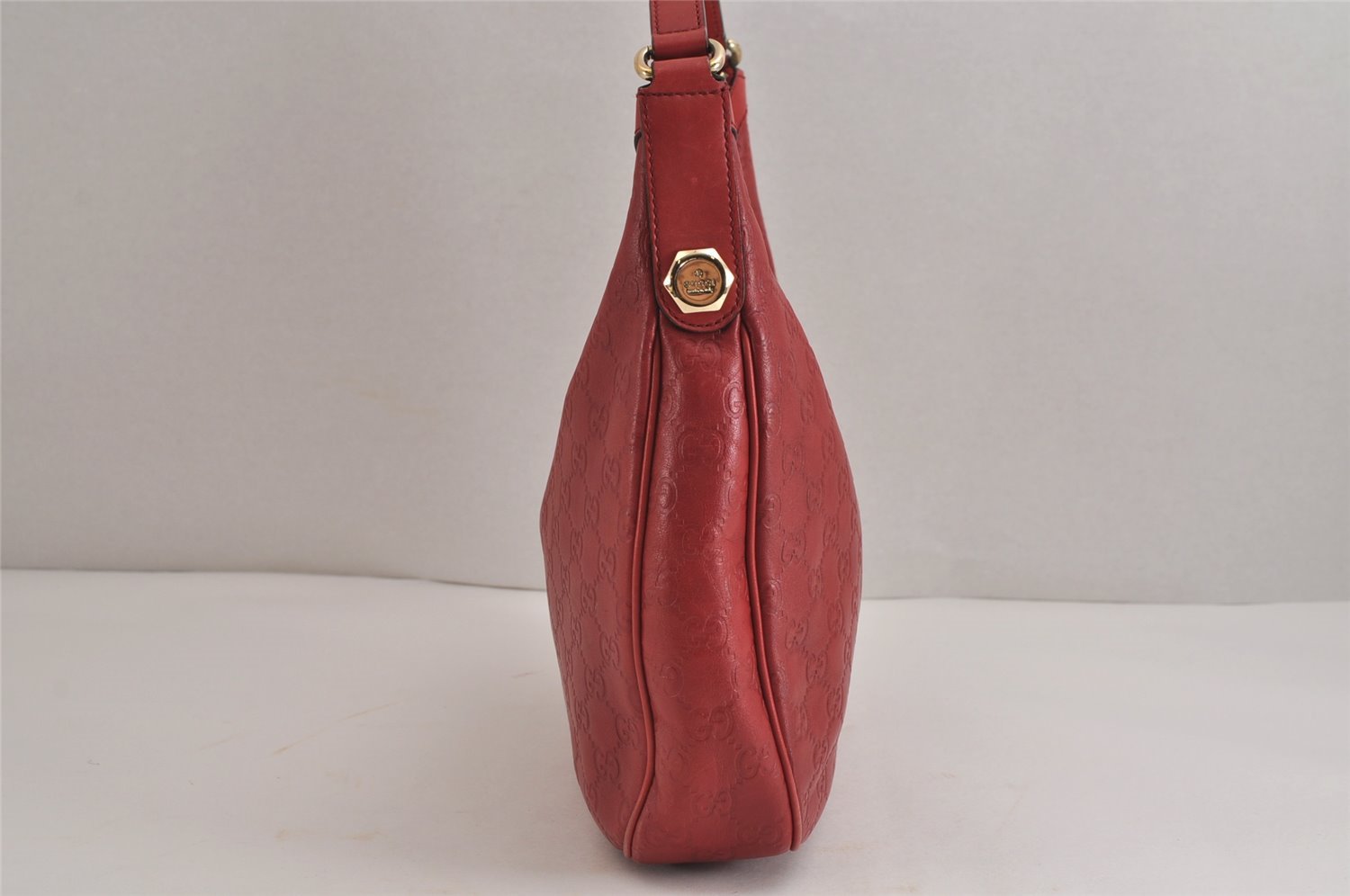 Authentic GUCCI Guccissima Charmy GG Leather Shoulder Bag 231819 Red 4058J