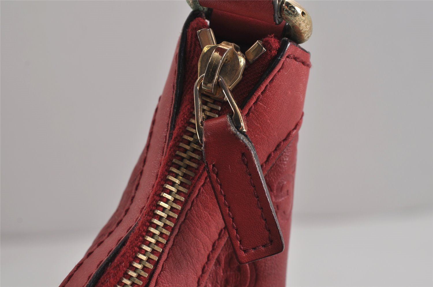 Authentic GUCCI Guccissima Charmy GG Leather Shoulder Bag 231819 Red 4058J