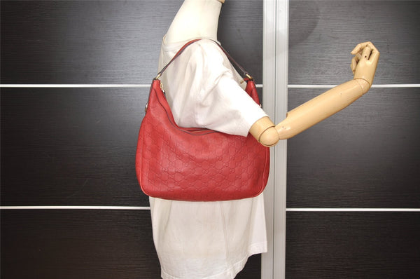 Authentic GUCCI Guccissima Charmy GG Leather Shoulder Bag 231819 Red 4058J