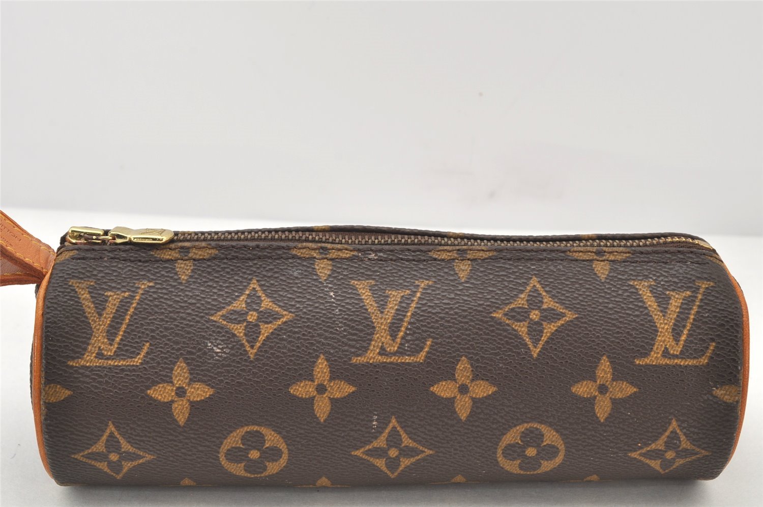 Authentic Louis Vuitton Monogram Trousse Ronde Pen Case Pouch M47630 Junk 4058K