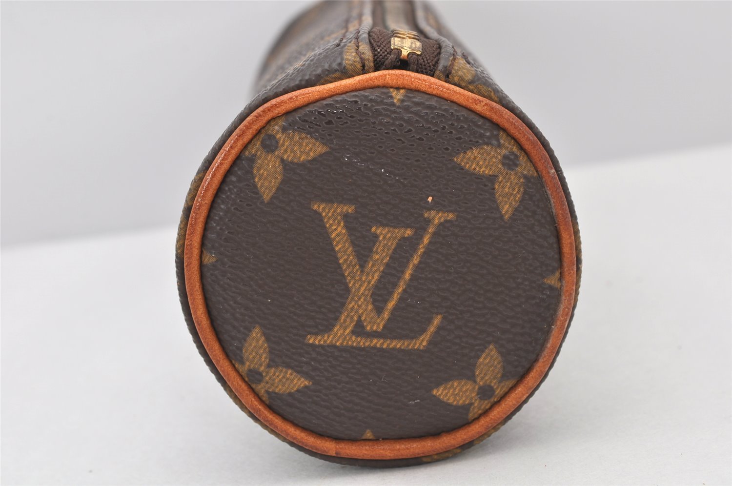 Authentic Louis Vuitton Monogram Trousse Ronde Pen Case Pouch M47630 Junk 4058K
