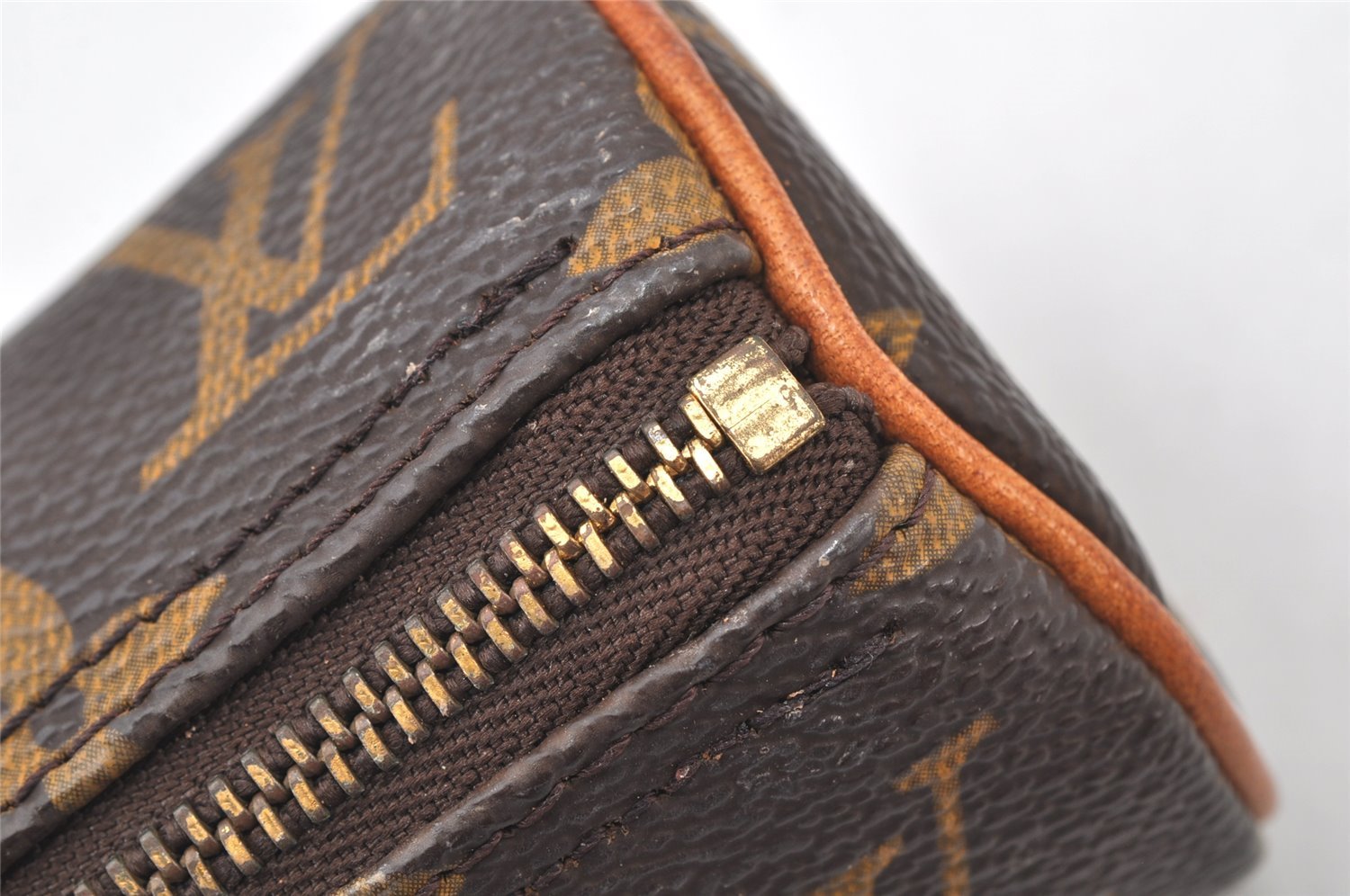 Authentic Louis Vuitton Monogram Trousse Ronde Pen Case Pouch M47630 Junk 4058K