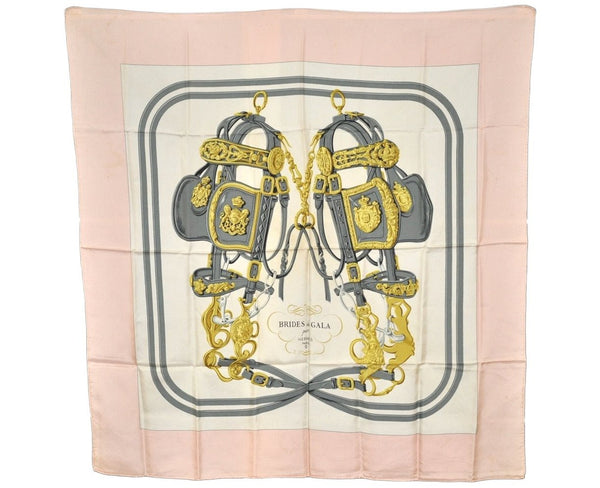 Authentic HERMES Carre 90 Scarf "BRIDES de GALA par " Silk Pink 4060K