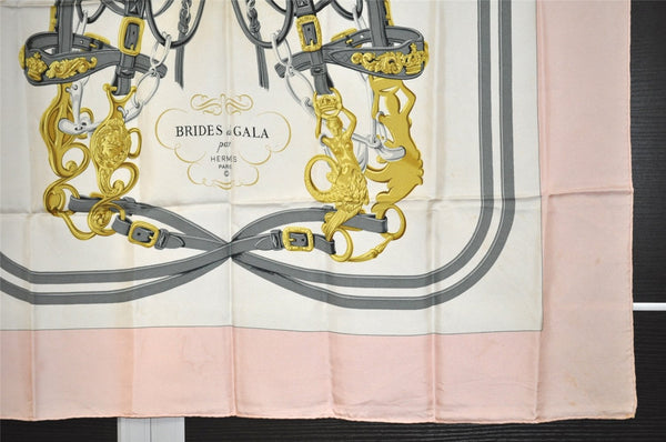 Authentic HERMES Carre 90 Scarf "BRIDES de GALA par " Silk Pink 4060K