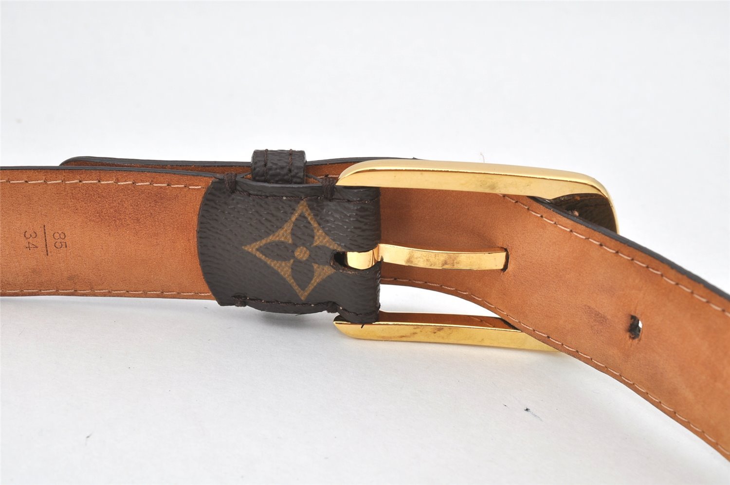 Authentic Louis Vuitton Monogram Ceinture Ellipse Belt 85cm 33.5