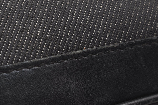 Authentic GUCCI Web Sherry Line Hand Bag Pouch Canvas Leather 92820 Black 4062I