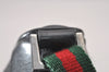 Authentic GUCCI Web Sherry Line Hand Bag Pouch Canvas Leather 92820 Black 4062I
