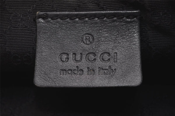 Authentic GUCCI Web Sherry Line Hand Bag Pouch Canvas Leather 92820 Black 4062I