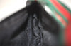 Authentic GUCCI Web Sherry Line Hand Bag Pouch Canvas Leather 92820 Black 4062I