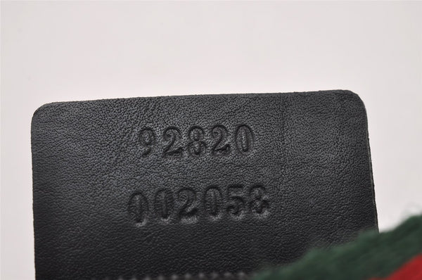 Authentic GUCCI Web Sherry Line Hand Bag Pouch Canvas Leather 92820 Black 4062I