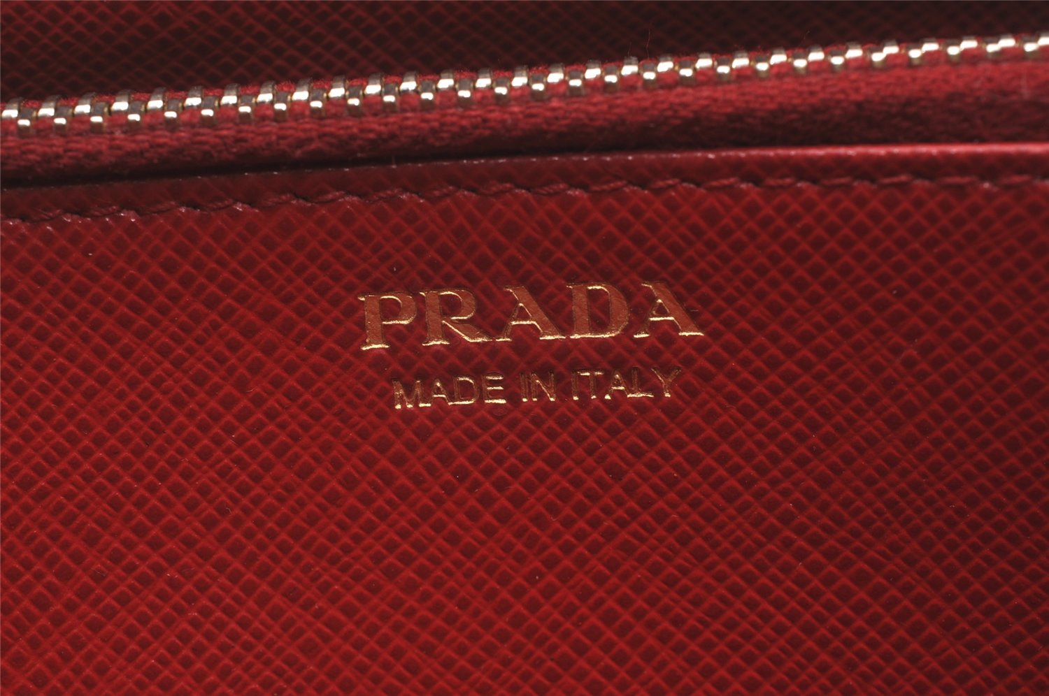 Authentic PRADA Vintage Saffiano Multic Leather Long Wallet Purse Red 4066I