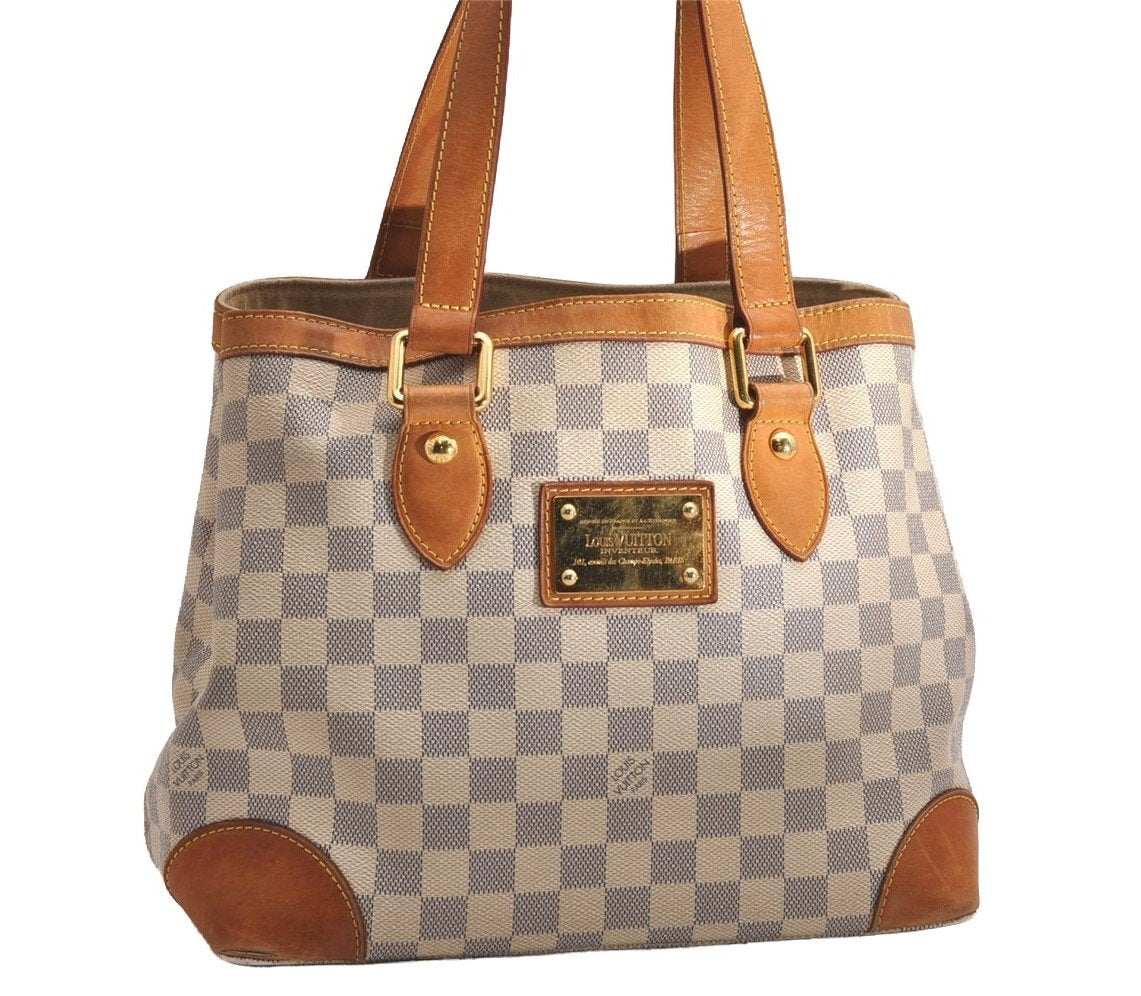 Authentic Louis Vuitton Damier Azur Hampstead PM N51207 Shoulder Tote Bag 4067J