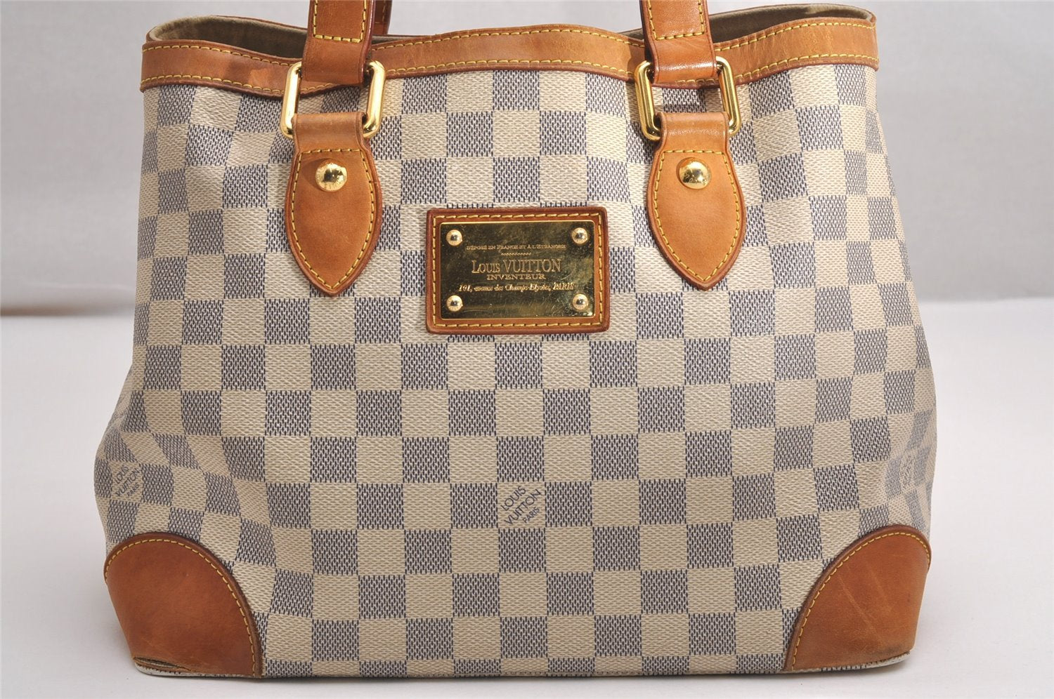 Authentic Louis Vuitton Damier Azur Hampstead PM N51207 Shoulder Tote Bag 4067J