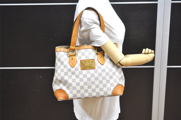 Authentic Louis Vuitton Damier Azur Hampstead PM N51207 Shoulder Tote Bag 4067J