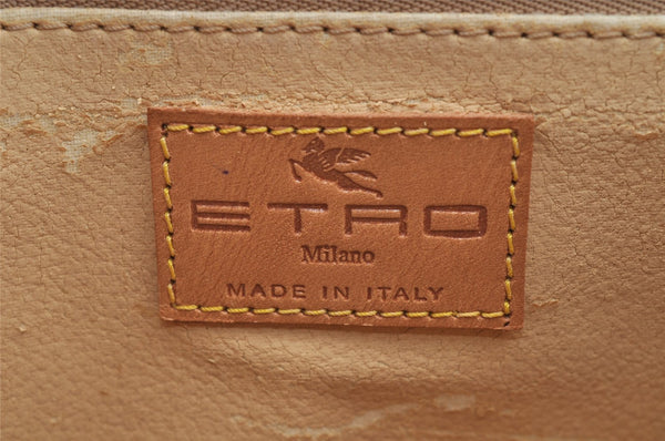 Authentic ETRO Paisley 2Way Shoulder Hand Bag Purse PVC Leather Brown Junk 4069J