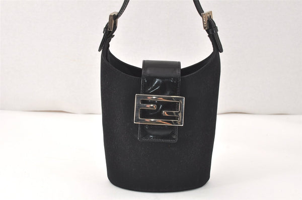 Authentic FENDI Vintage Shoulder Hand Bag Purse Jersey Leather Black Junk 4069K