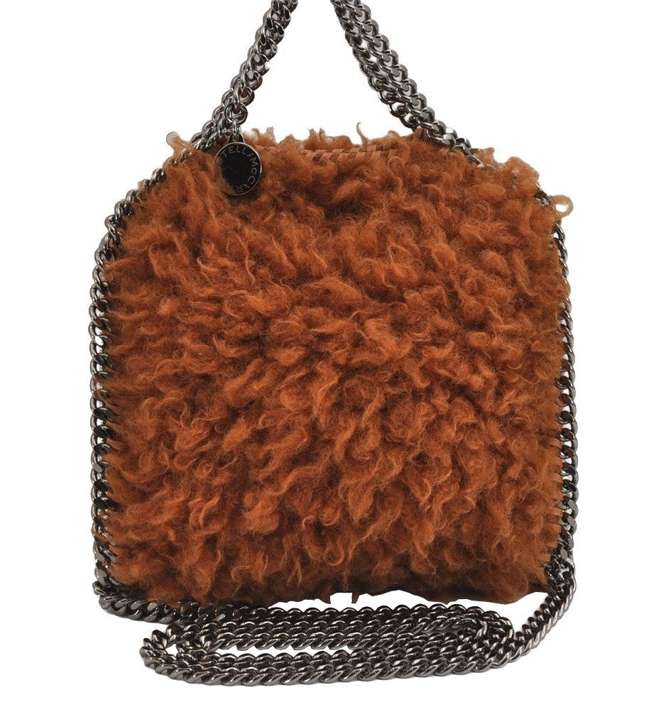 Auth Stella McCartney Falabella Mini Shoulder Hand Bag Fur Leather Brown 4070J