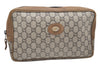 Authentic GUCCI GG Plus Clutch Hand Bag Purse PVC Leather Brown Junk 4070K