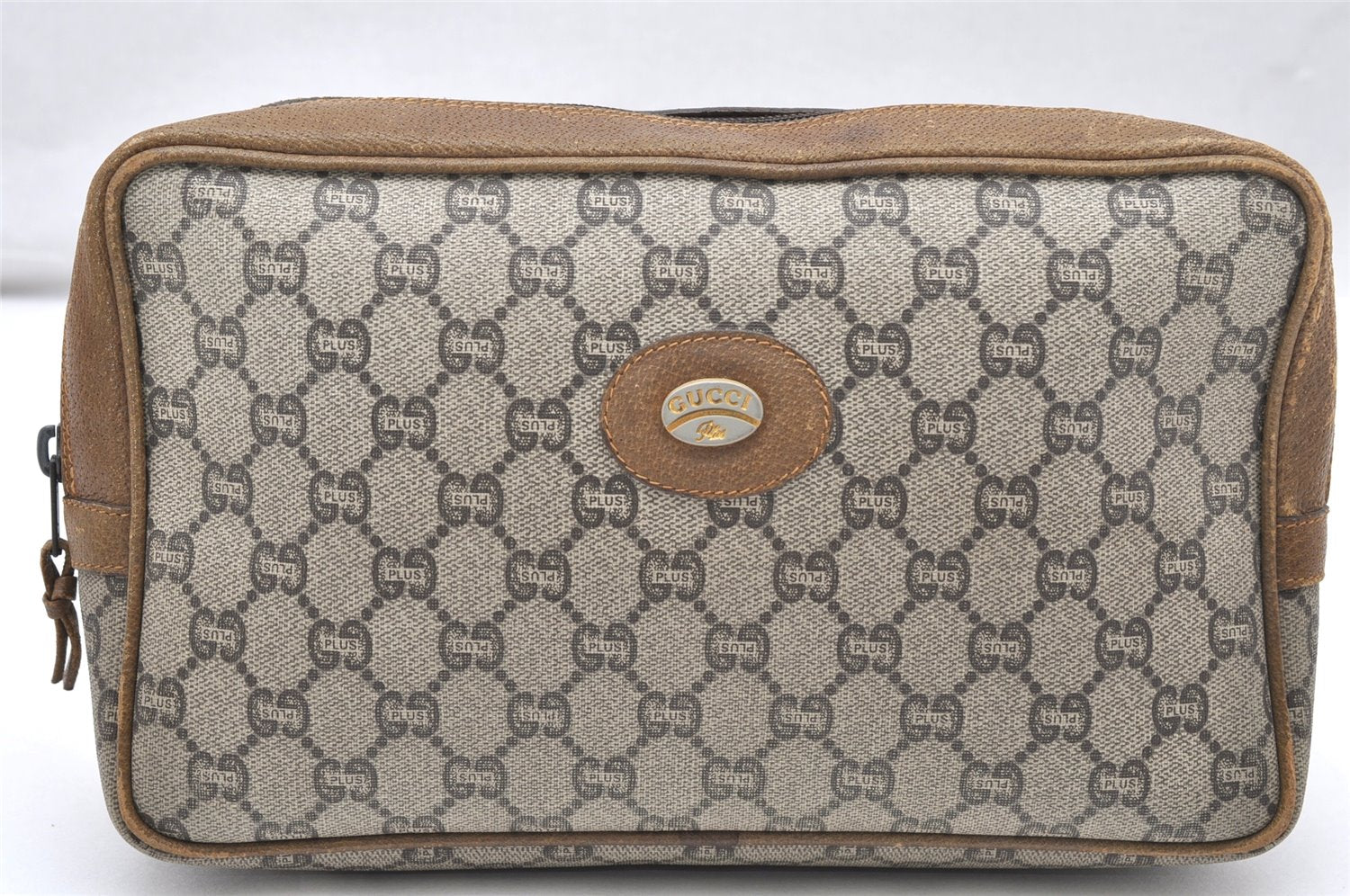 Authentic GUCCI GG Plus Clutch Hand Bag Purse PVC Leather Brown Junk 4070K