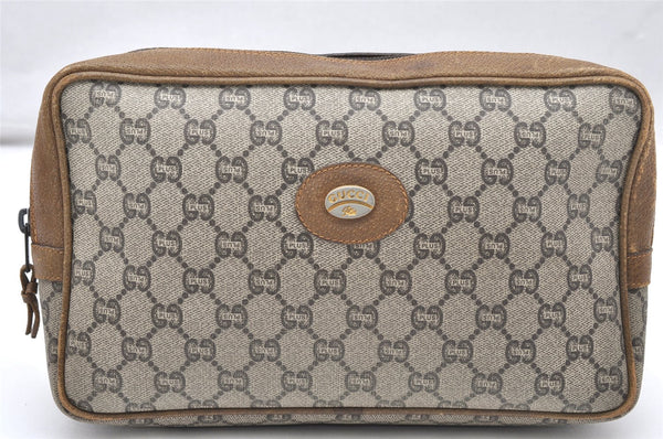 Authentic GUCCI GG Plus Clutch Hand Bag Purse PVC Leather Brown Junk 4070K