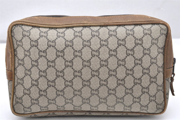 Authentic GUCCI GG Plus Clutch Hand Bag Purse PVC Leather Brown Junk 4070K