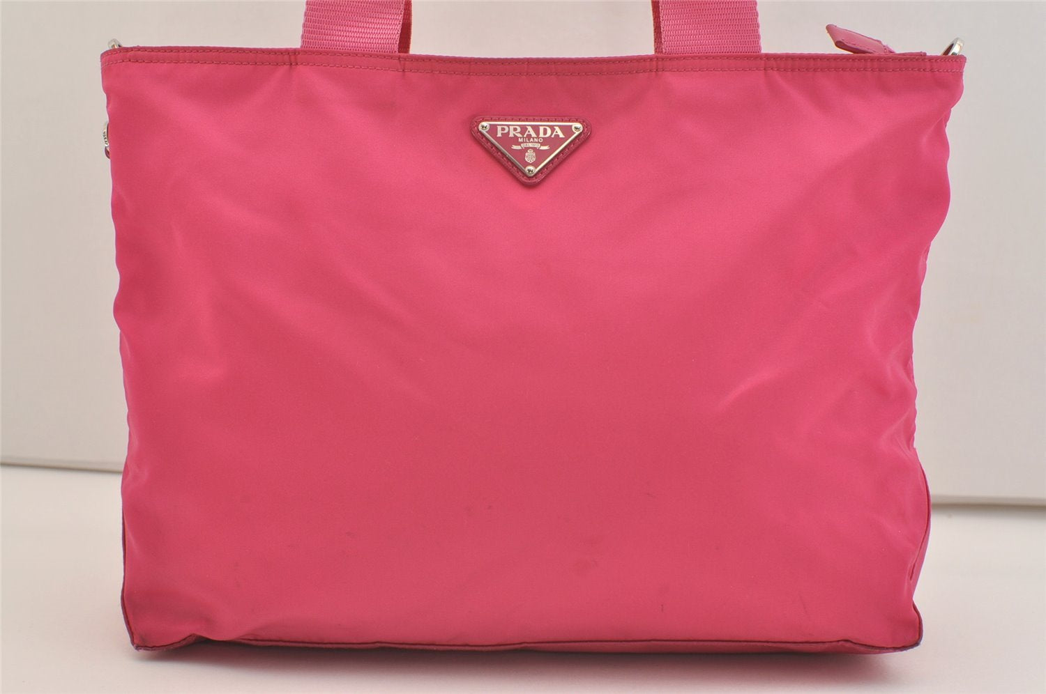 Auth PRADA VELA Nylon Tessuto Saffiano Leather 2Way Tote Bag BN2867 Pink 4071J