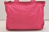 Auth PRADA VELA Nylon Tessuto Saffiano Leather 2Way Tote Bag BN2867 Pink 4071J