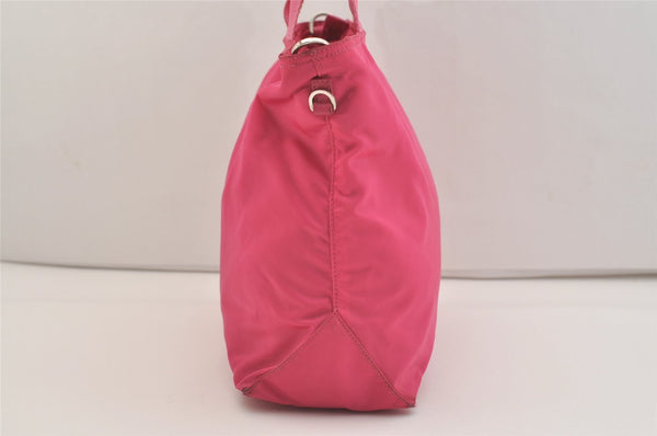 Auth PRADA VELA Nylon Tessuto Saffiano Leather 2Way Tote Bag BN2867 Pink 4071J