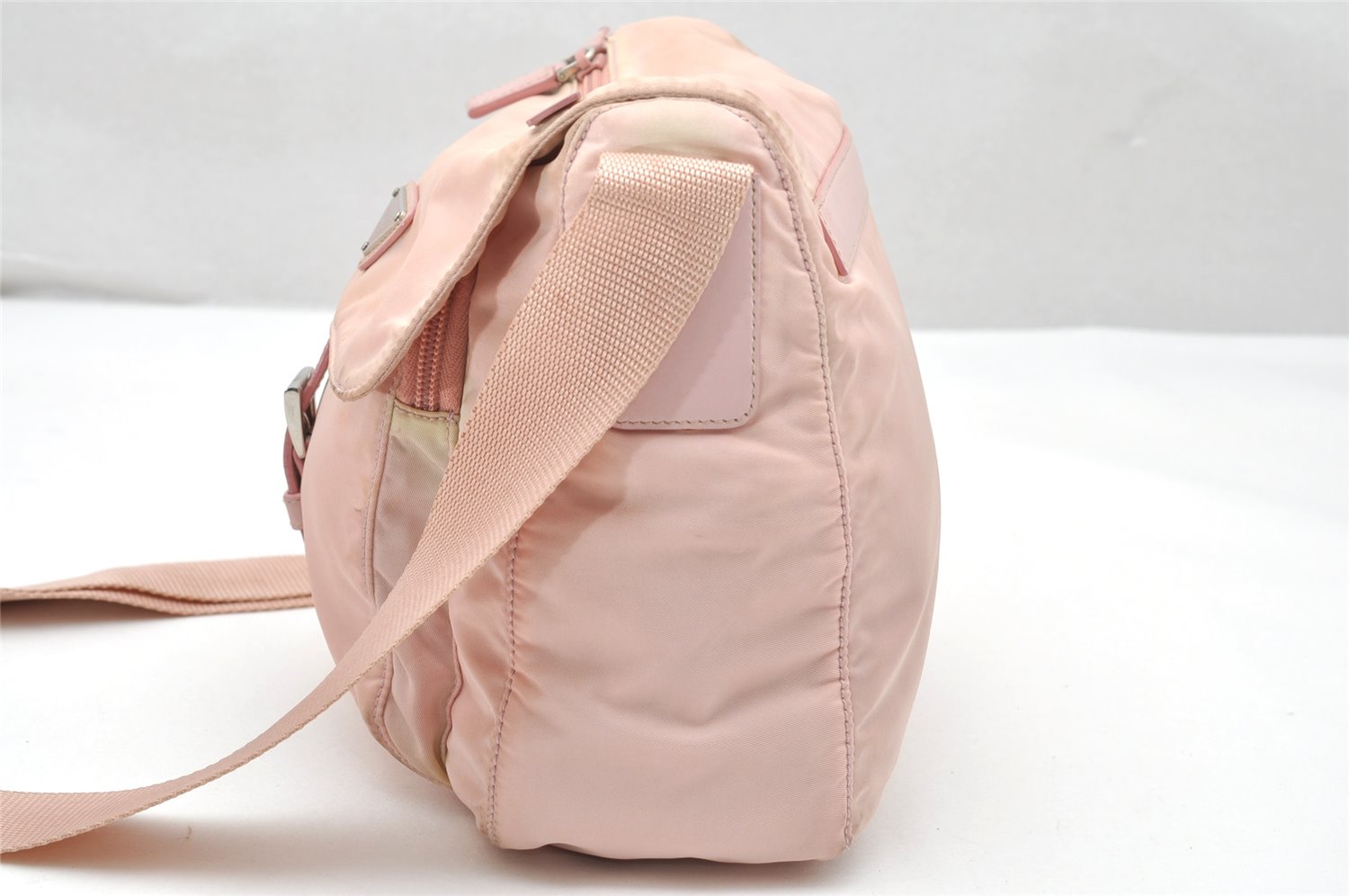 Authentic PRADA Vela Sport Nylon Tessuto Leather Shoulder Bag BT8994 Pink 4071K