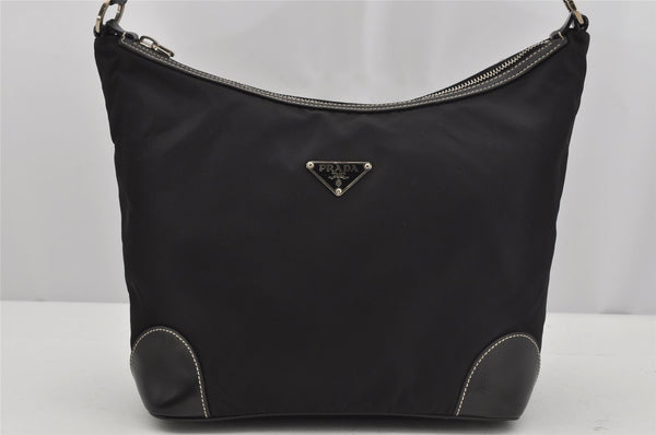 Authentic PRADA Nylon Tessuto Leather Shoulder Hand Bag Purse Black 4072J