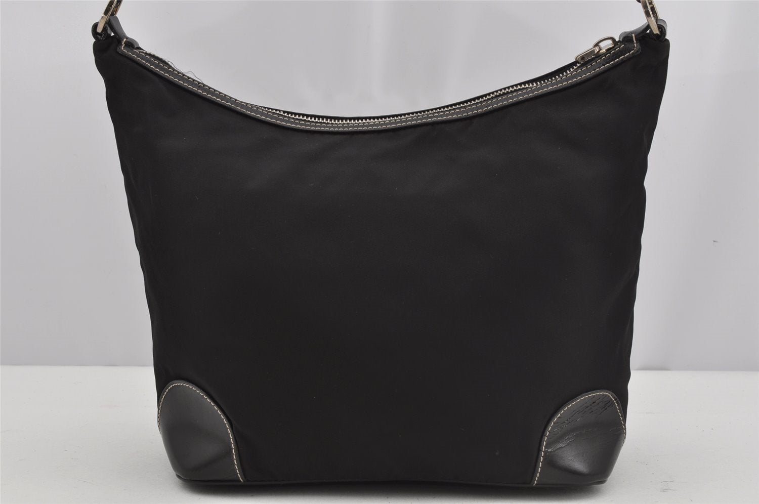 Authentic PRADA Nylon Tessuto Leather Shoulder Hand Bag Purse Black 4072J