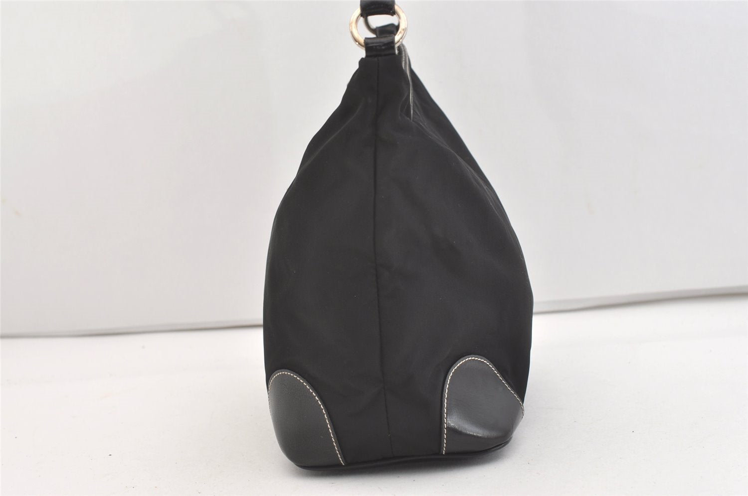 Authentic PRADA Nylon Tessuto Leather Shoulder Hand Bag Purse Black 4072J