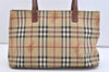 Authentic BURBERRY Vintage Nova Check Shoulder Tote Bag PVC Leather Beige 4073J