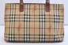 Authentic BURBERRY Vintage Nova Check Shoulder Tote Bag PVC Leather Beige 4073J