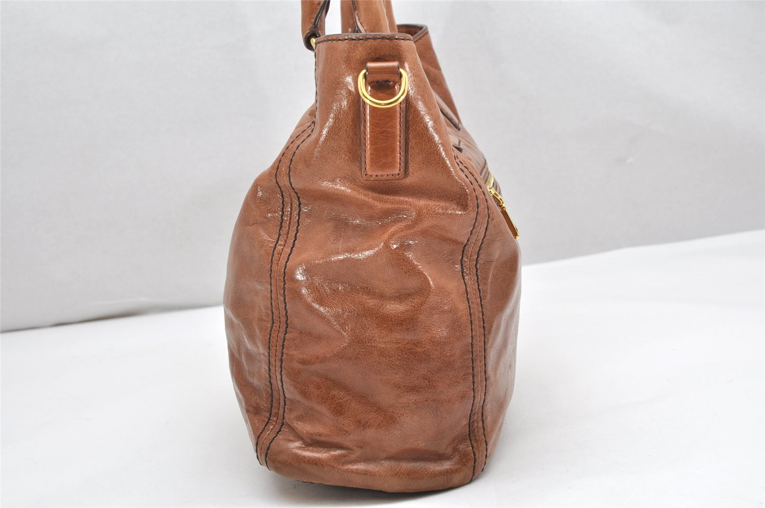 Authentic PRADA VITELLO SHINE Leather 2Way Shoulder Tote Bag BN2151 Brown 4074K