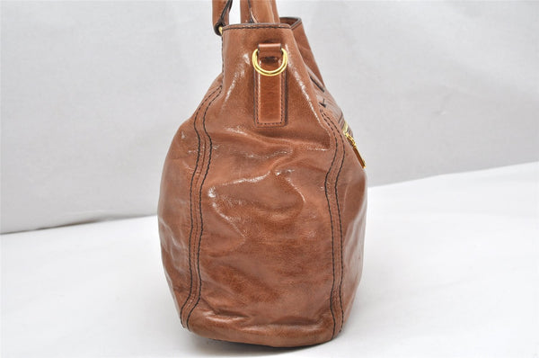 Authentic PRADA VITELLO SHINE Leather 2Way Shoulder Tote Bag BN2151 Brown 4074K