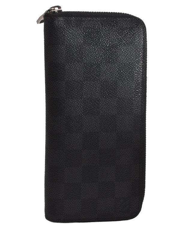 Authentic Louis Vuitton Damier Graphite Zippy Wallet Vertical N63095 LV 4075J