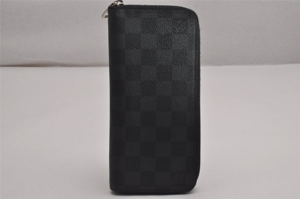 Authentic Louis Vuitton Damier Graphite Zippy Wallet Vertical N63095 LV 4075J