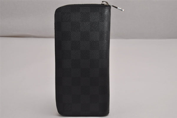 Authentic Louis Vuitton Damier Graphite Zippy Wallet Vertical N63095 LV 4075J