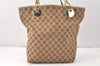 Authentic GUCCI Eclipse Shoulder Tote Bag GG Canvas Leather 120836 Brown 4077K