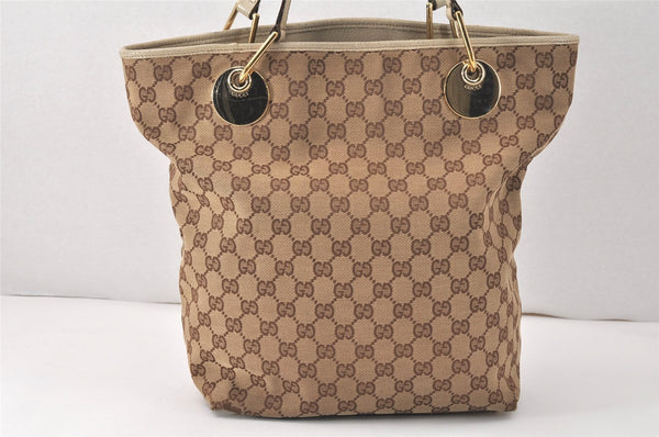 Authentic GUCCI Eclipse Shoulder Tote Bag GG Canvas Leather 120836 Brown 4077K