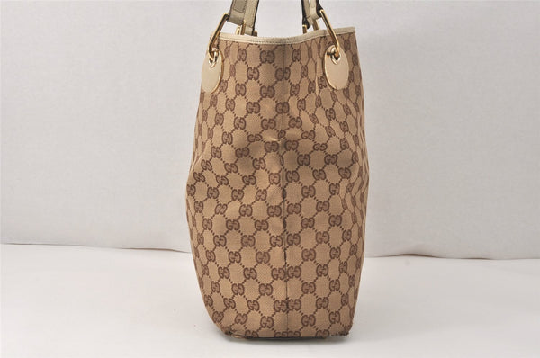 Authentic GUCCI Eclipse Shoulder Tote Bag GG Canvas Leather 120836 Brown 4077K