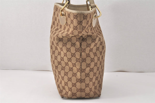 Authentic GUCCI Eclipse Shoulder Tote Bag GG Canvas Leather 120836 Brown 4077K