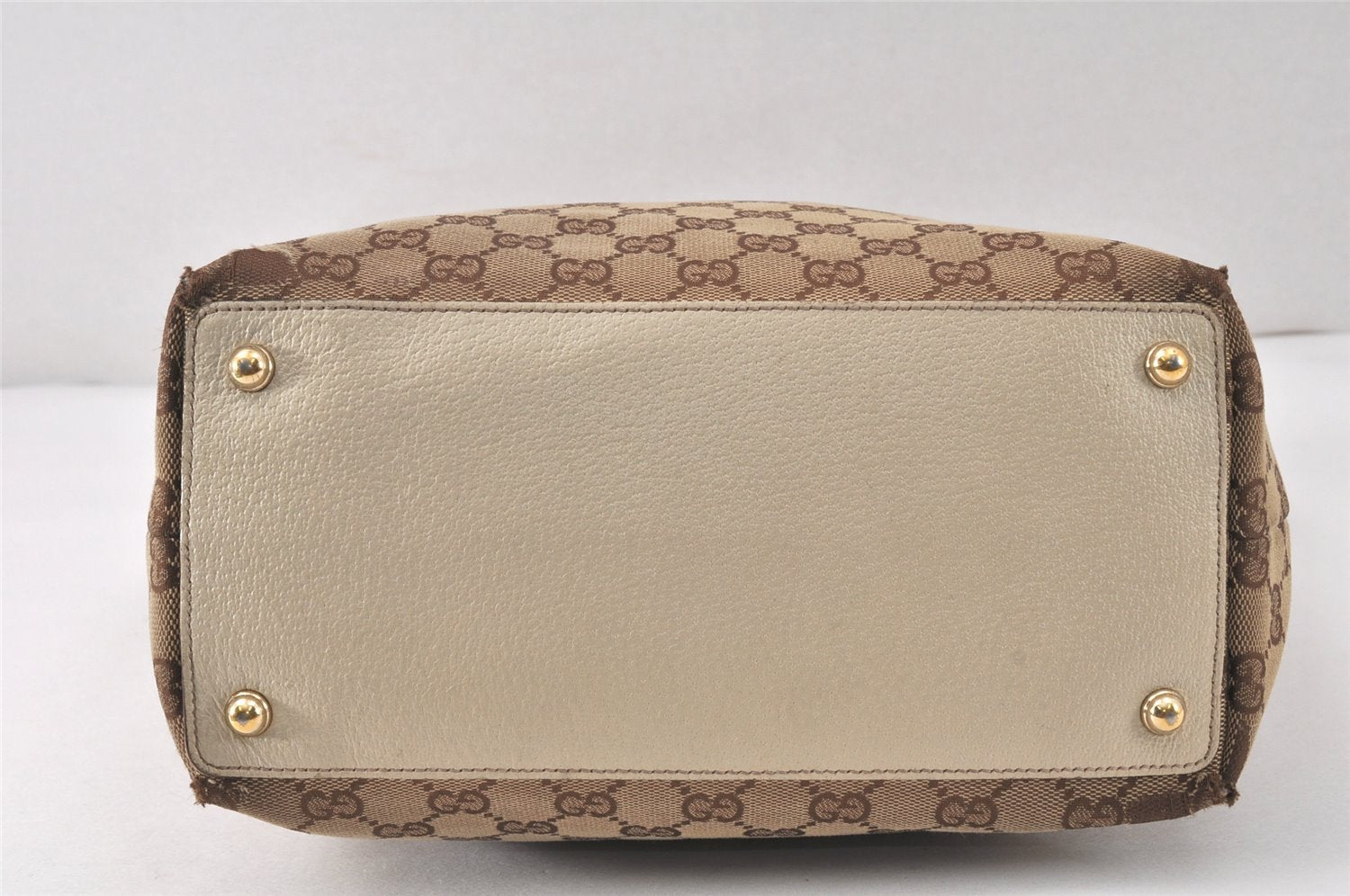 Authentic GUCCI Eclipse Shoulder Tote Bag GG Canvas Leather 120836 Brown 4077K