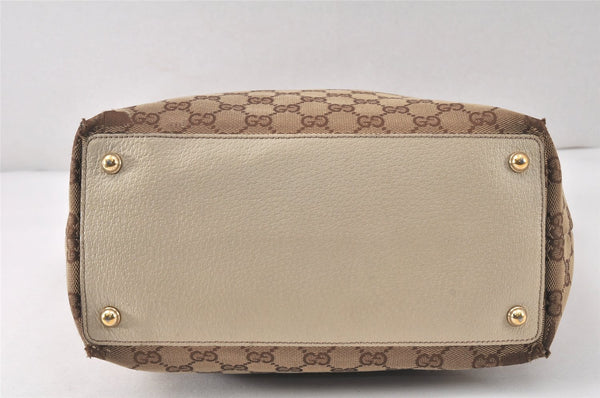 Authentic GUCCI Eclipse Shoulder Tote Bag GG Canvas Leather 120836 Brown 4077K