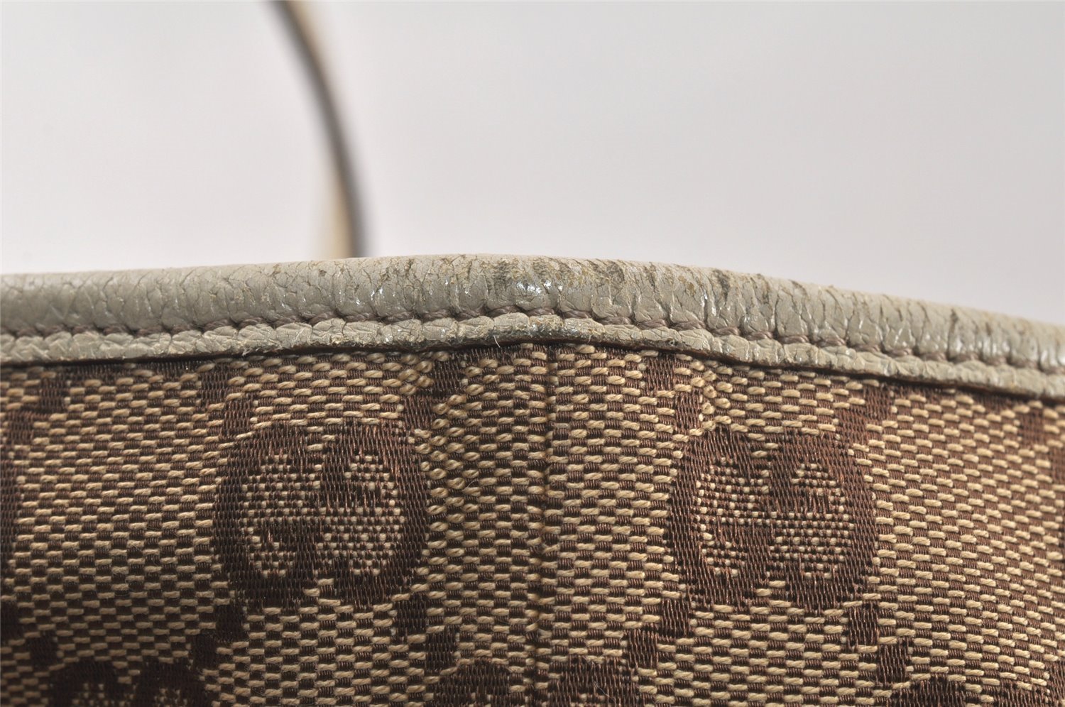 Authentic GUCCI Eclipse Shoulder Tote Bag GG Canvas Leather 120836 Brown 4077K