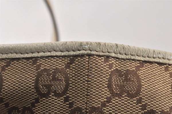 Authentic GUCCI Eclipse Shoulder Tote Bag GG Canvas Leather 120836 Brown 4077K